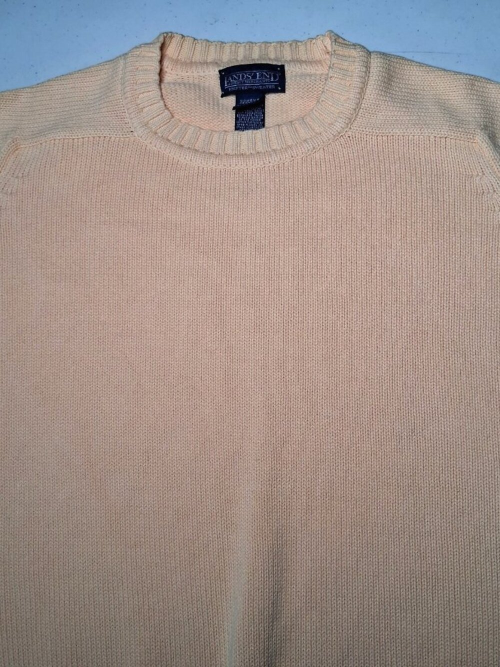 Lands End Sweater Women Medium Yellow Crewneck Pullover Classic Cotton USA - Picture 9 of 11